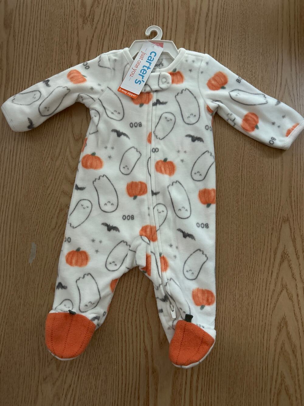 New Carters 1pc Halloween 🦇Pumpkin 🎃Ghosts 👻Fleece romper Bodysuit Newborn